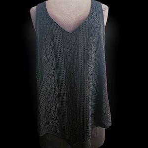 Black crochet lace front swing top